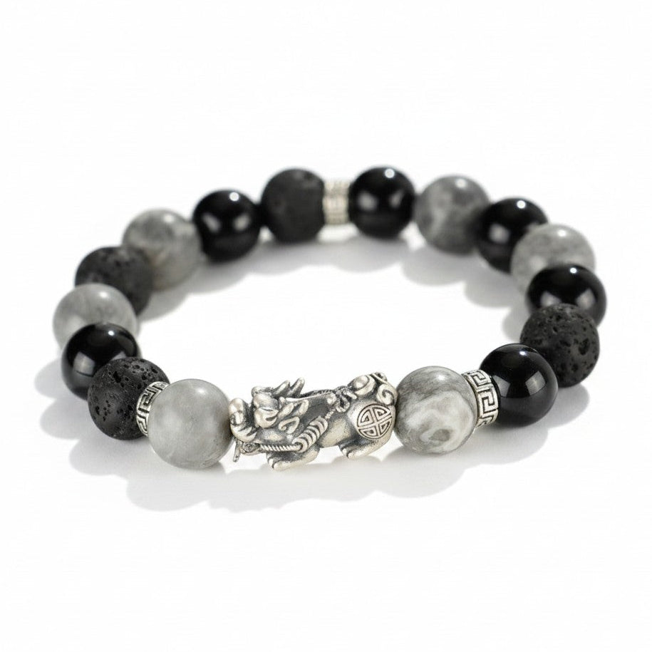 Obsidian Snowflake Stone Bracelet Negative Energy Cleansing Root Chakra Protection Spiritual Jewelry