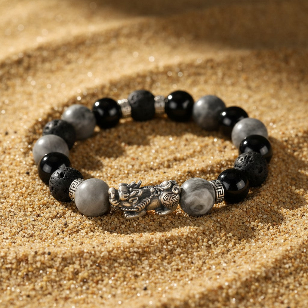 Natural Mixed Grey Stone Chakra Bracelet Grounding Energy Rustic Spiritual Bead Jewelry
