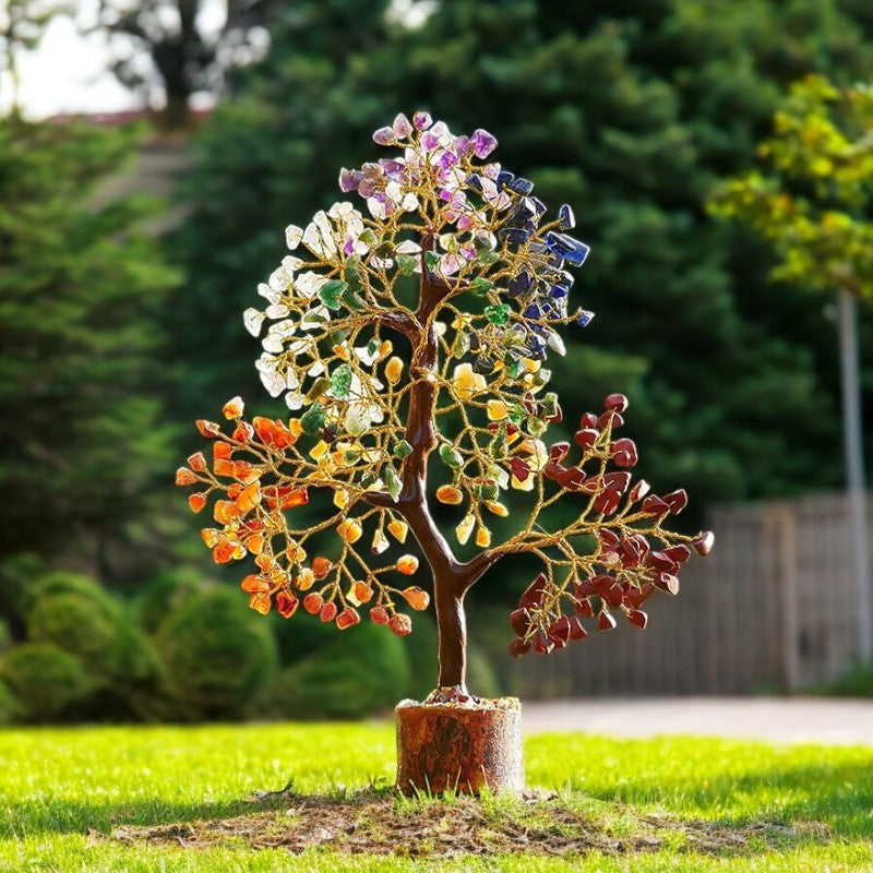 Feng Shui Chakra Gemstone Bonsai Tree Grass