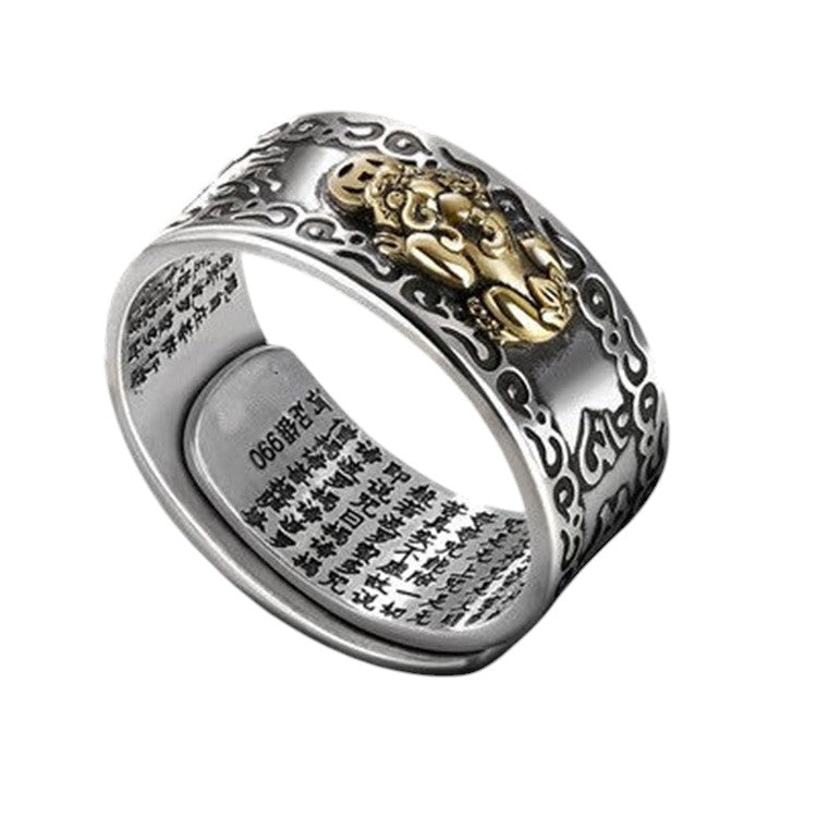 Feng Shui Pixiu Adjustable Ring White