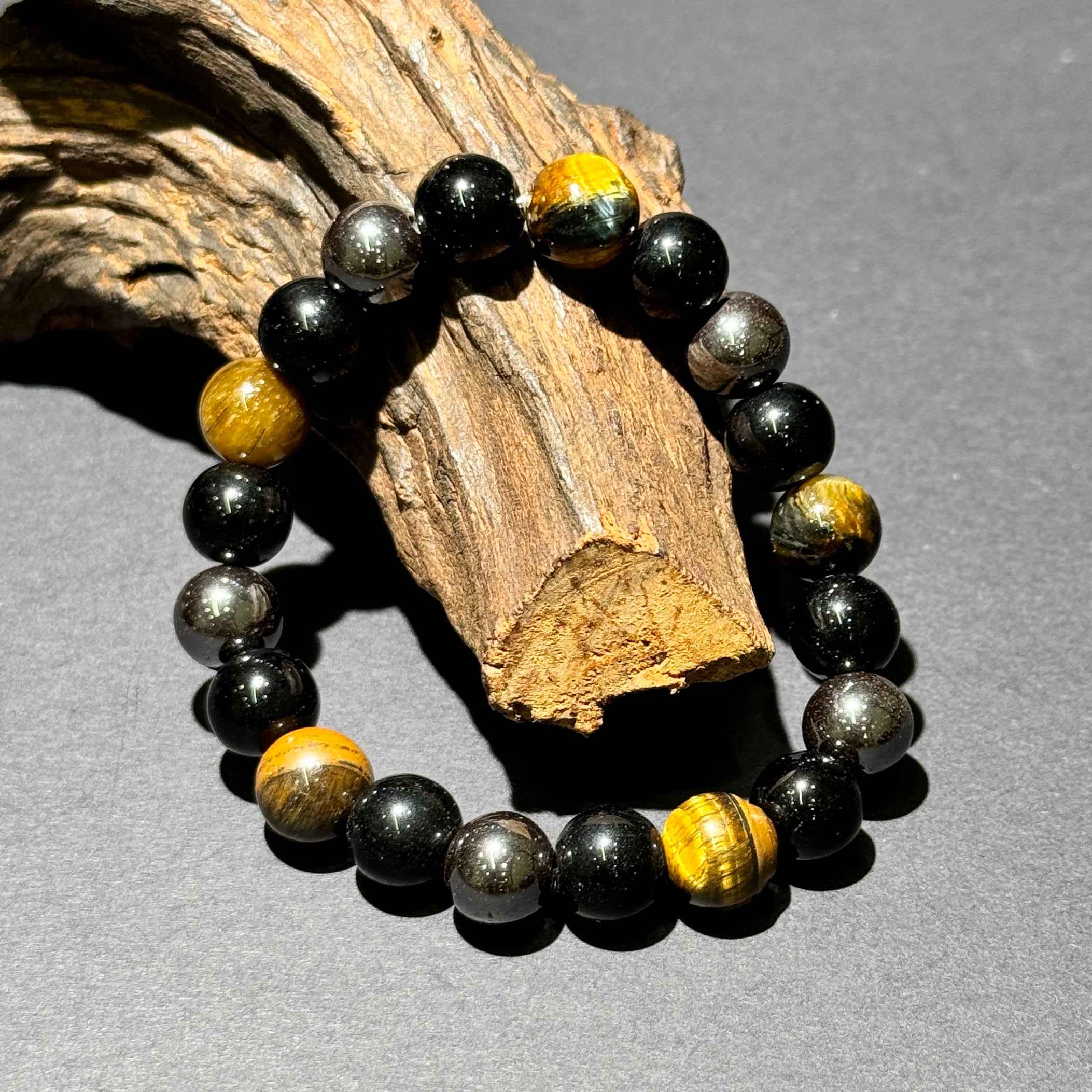 Feng Shui Tiger’s Eye Obsidian Hematite Protection Bracelet