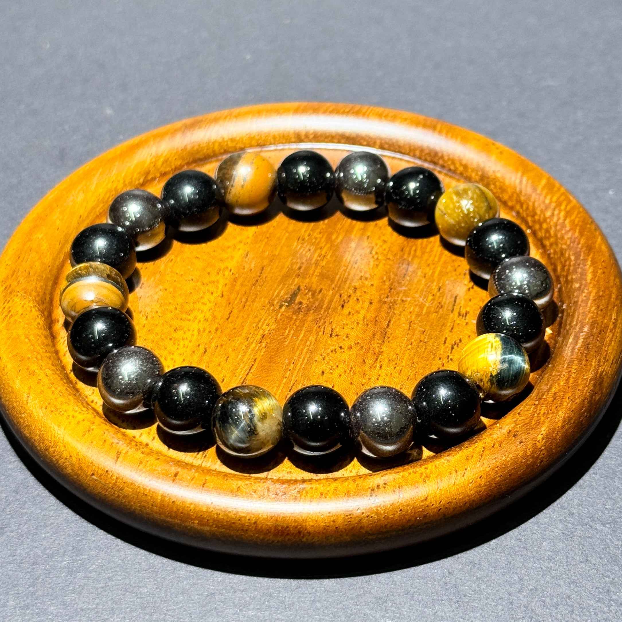 Feng Shui Tiger’s Eye Obsidian Hematite Protection Bracelet