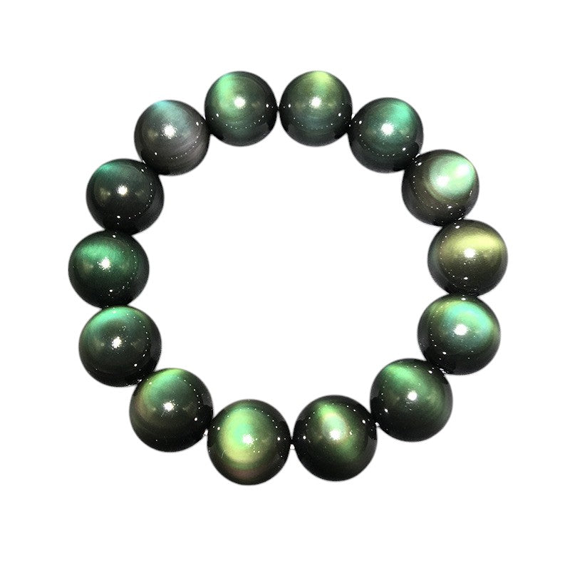 Green Eye Obsidian Wealth Bracelet White