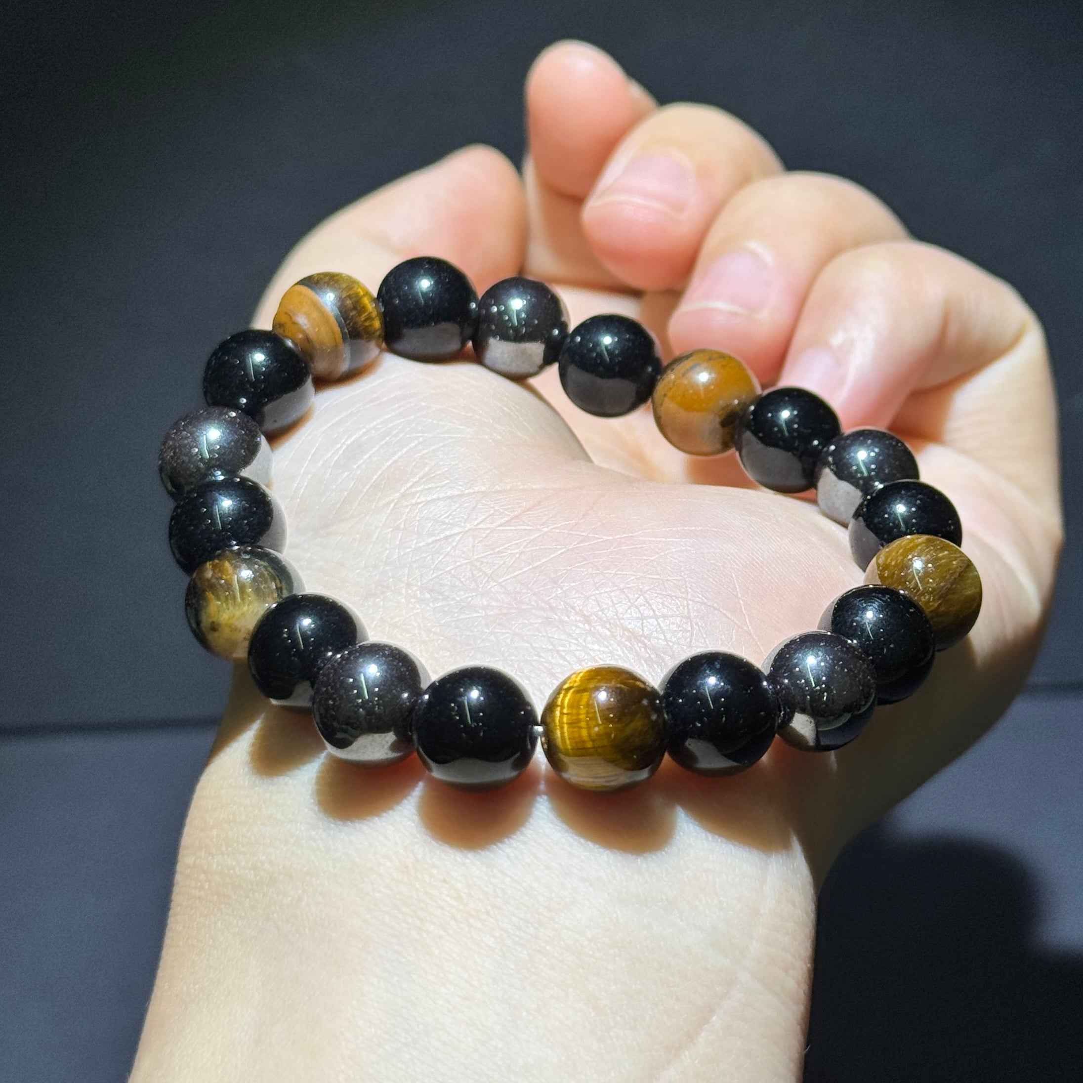 Feng Shui Tiger’s Eye Obsidian Hematite Protection Bracelet