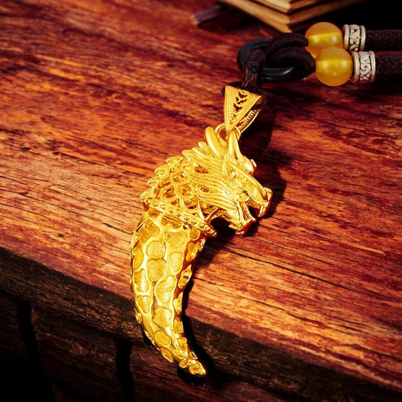 Lucky Dragon Wolf Tooth Pendant Necklace 1