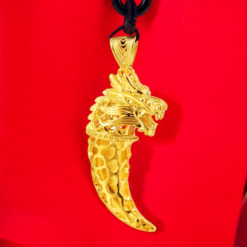 Lucky Dragon Wolf Tooth Pendant Necklace 2