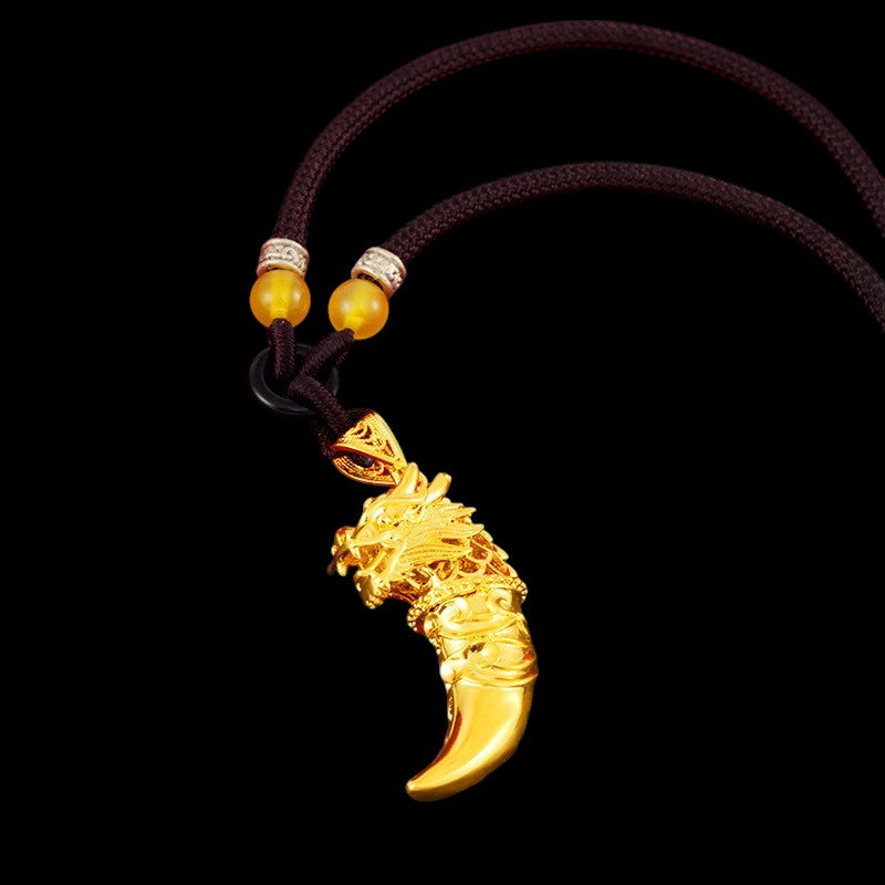 Lucky Dragon Wolf Tooth Pendant Necklace 3