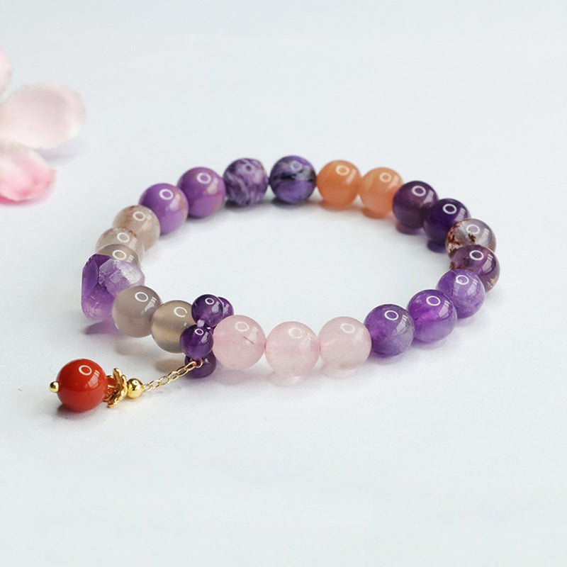 Multi-Amethyst & Agate Stone Pendant Bracelet