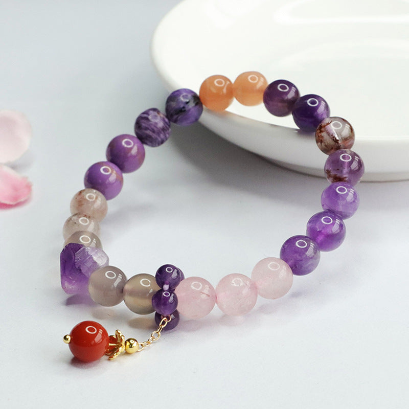 Multi-Amethyst & Agate Stone Pendant Bracelet