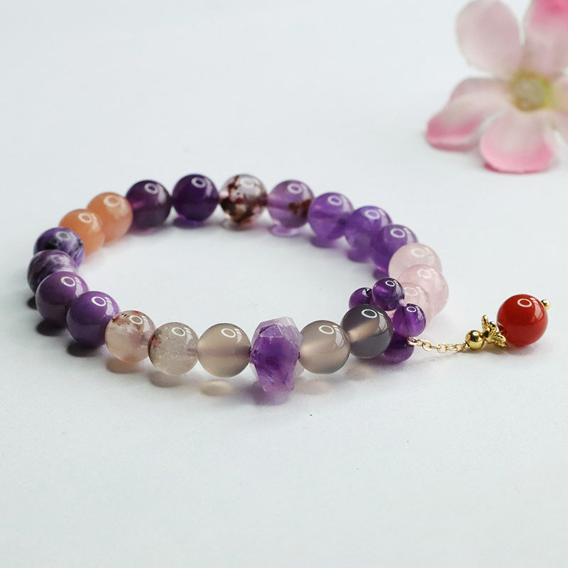 Multi-Amethyst & Agate Stone Pendant Bracelet
