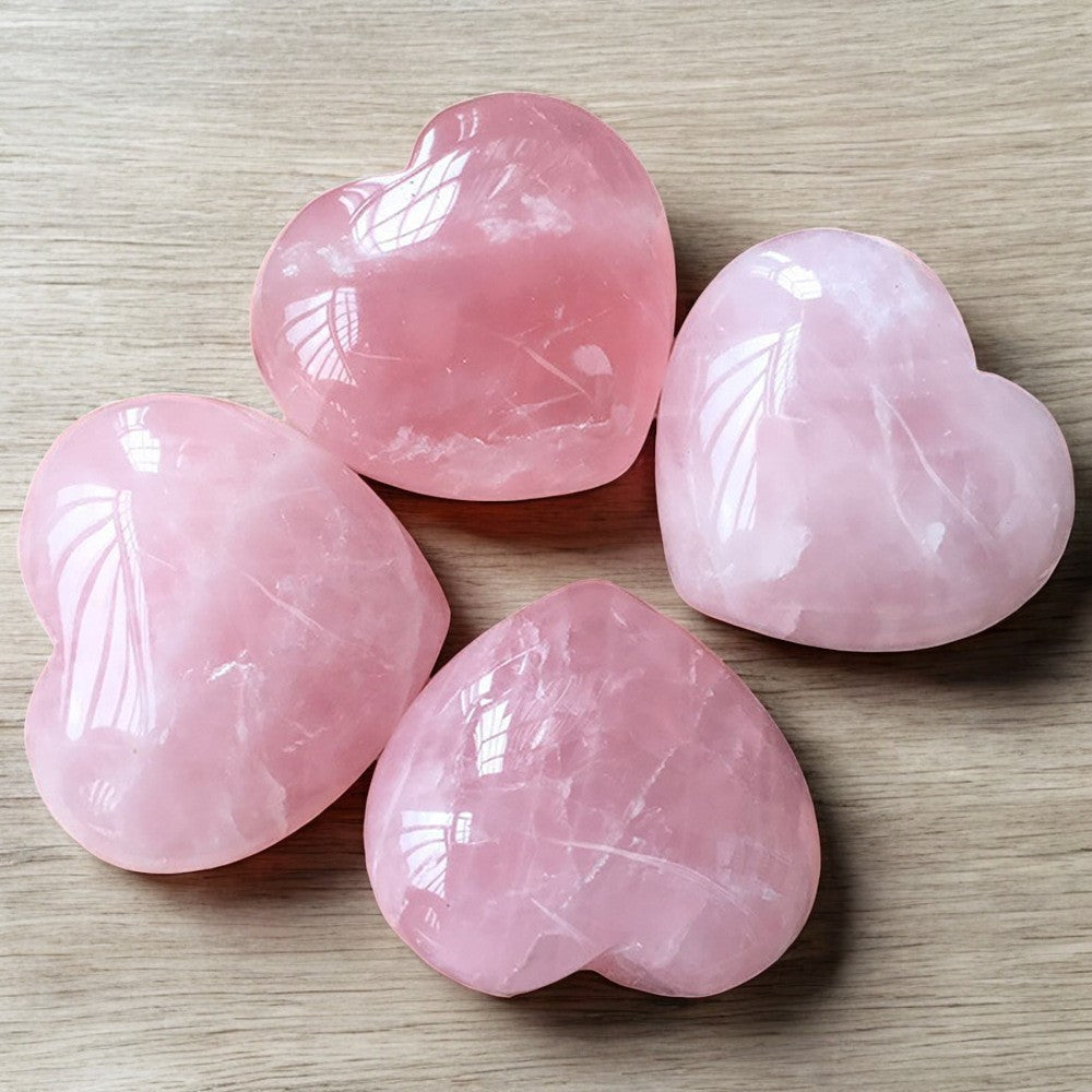 Natural Rose Quartz Heart-Shaped Love Crystals 1