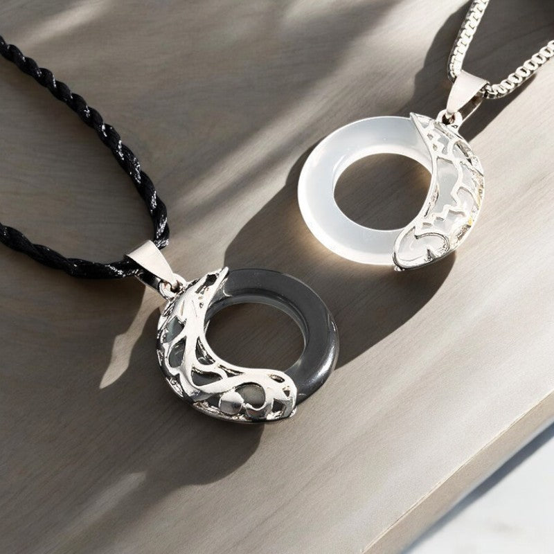 Obsidian Dragon Opal Phoenix Couple Necklace 6