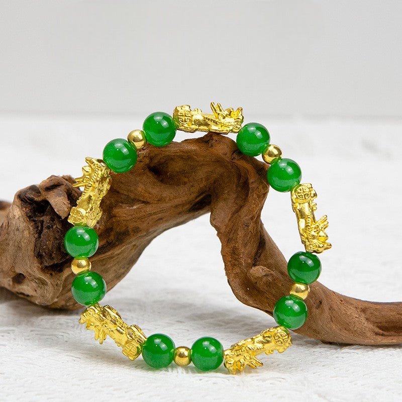 Pixiu Green Agate Bracele