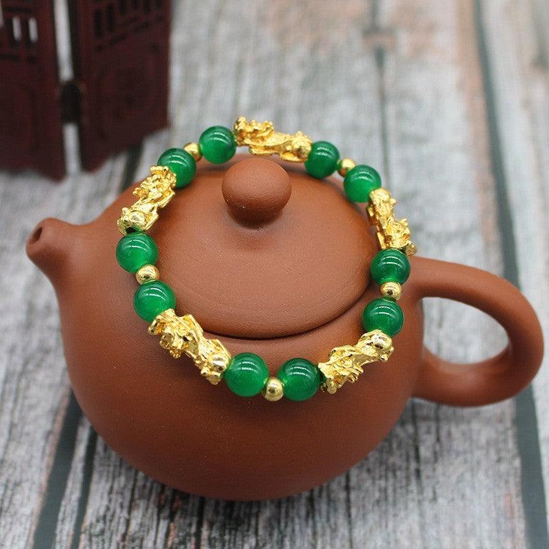 Pixiu Green Agate Bracele