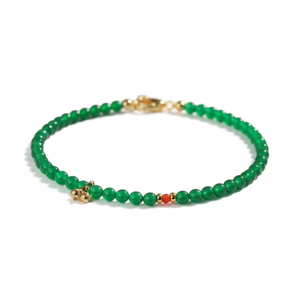 Green Jade Tiny Bead Bracelet Heart Chakra Balance Calming Aura Minimal Spiritual Jewelry