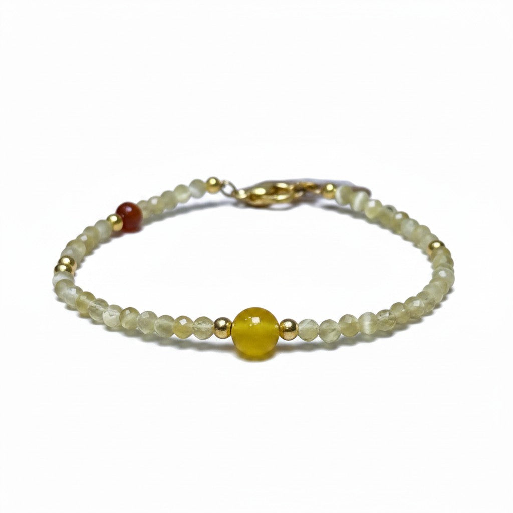 Prehnite Accent Beaded Bracelet Heart Chakra Inner Peace Grounding Energy Crystal Bracelet