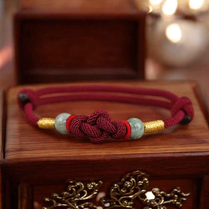 Red String Jade Luck Knot Couple Bracelet