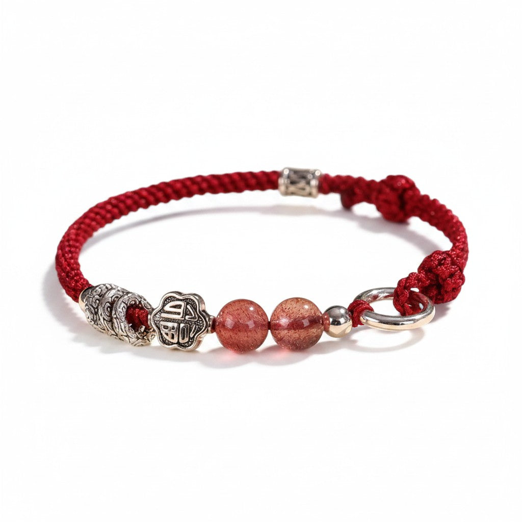 Layered Red Cord Mixed Crystal Bead Bracelet Positive Energy Grounding Chakra Bracelet