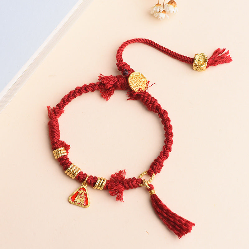 Tibetan Handmade Thangka Red String Bracelet