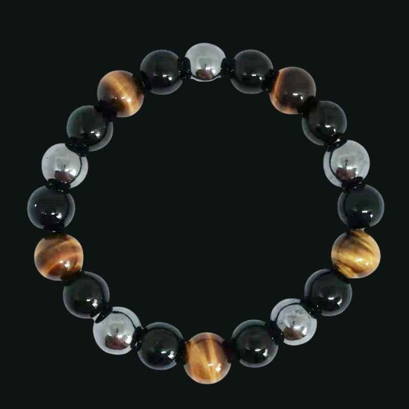 Feng Shui Tiger’s Eye Obsidian Hematite Protection Bracelet