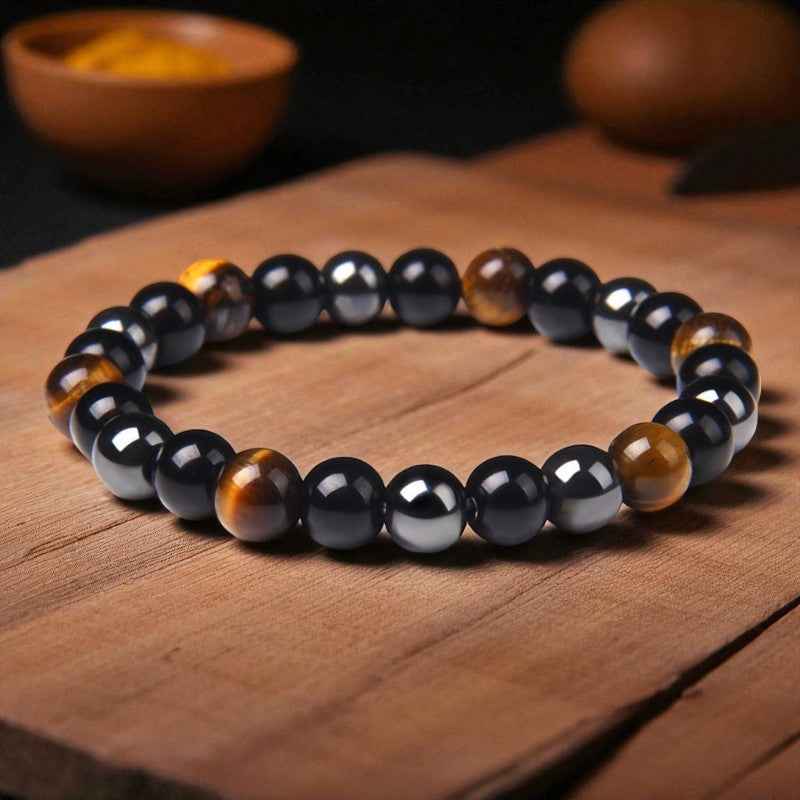 Feng Shui Tiger’s Eye Obsidian Hematite Protection Bracelet