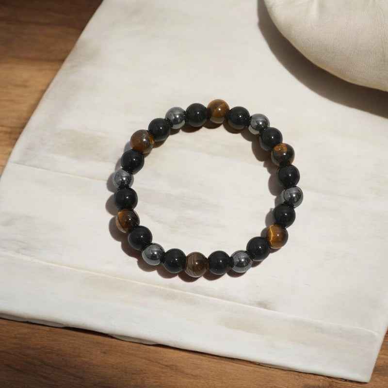 Feng Shui Tiger’s Eye Obsidian Hematite Protection Bracelet