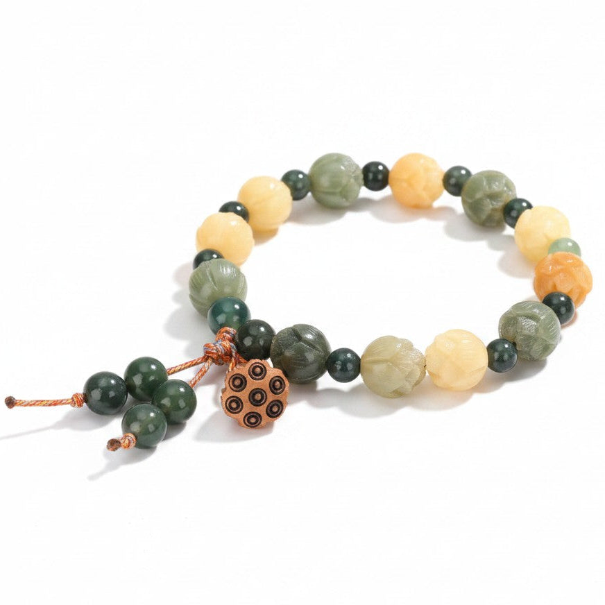 Mixed Natural Jade Stone Beaded Bracelet Multi Chakra Alignment Positive Energy Spiritual Jewelry