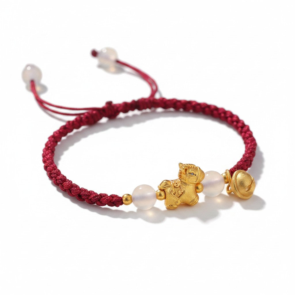 Red String Citrine Accent Braided Bracelet Wealth Manifestation Abundance Crystal Jewelry