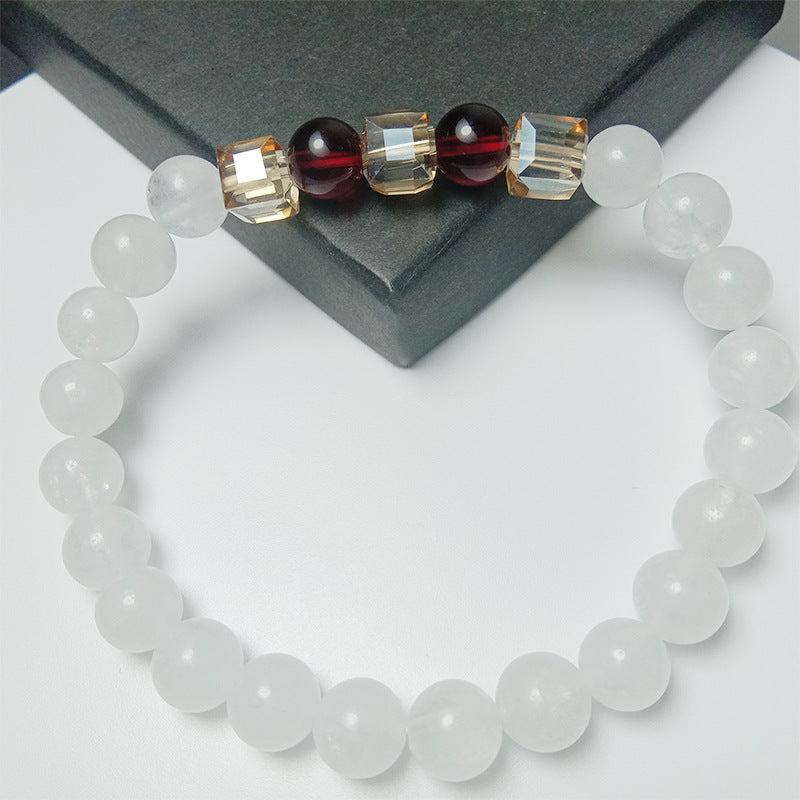White Chalcedony Garnet Geometric Citrine Bracelet