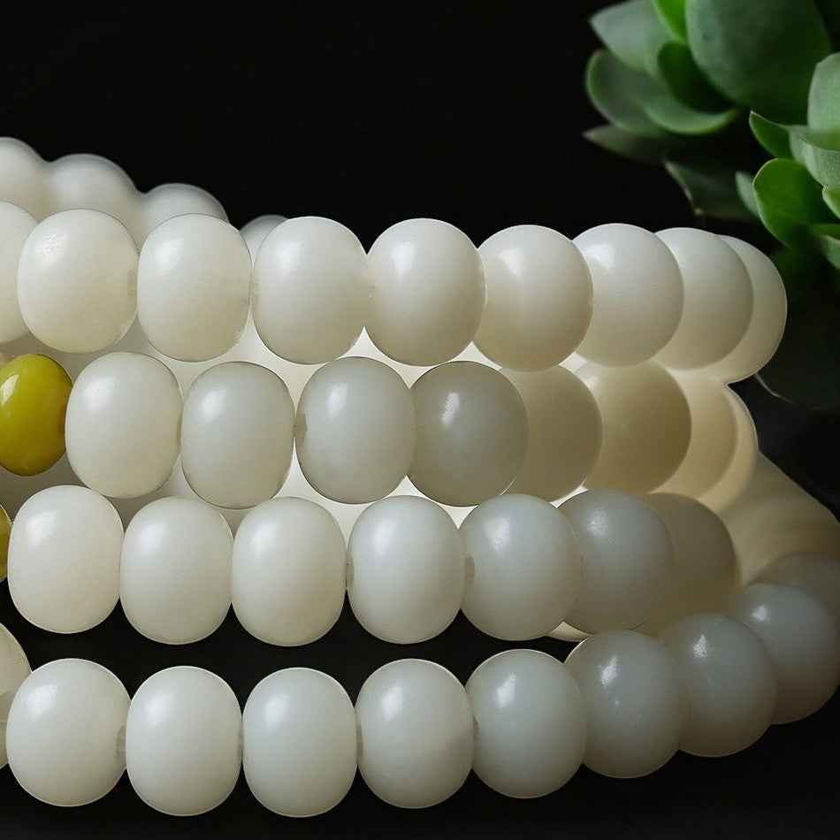 White Jade Bodhi Lotus Mala Harmony Necklace Bracelet