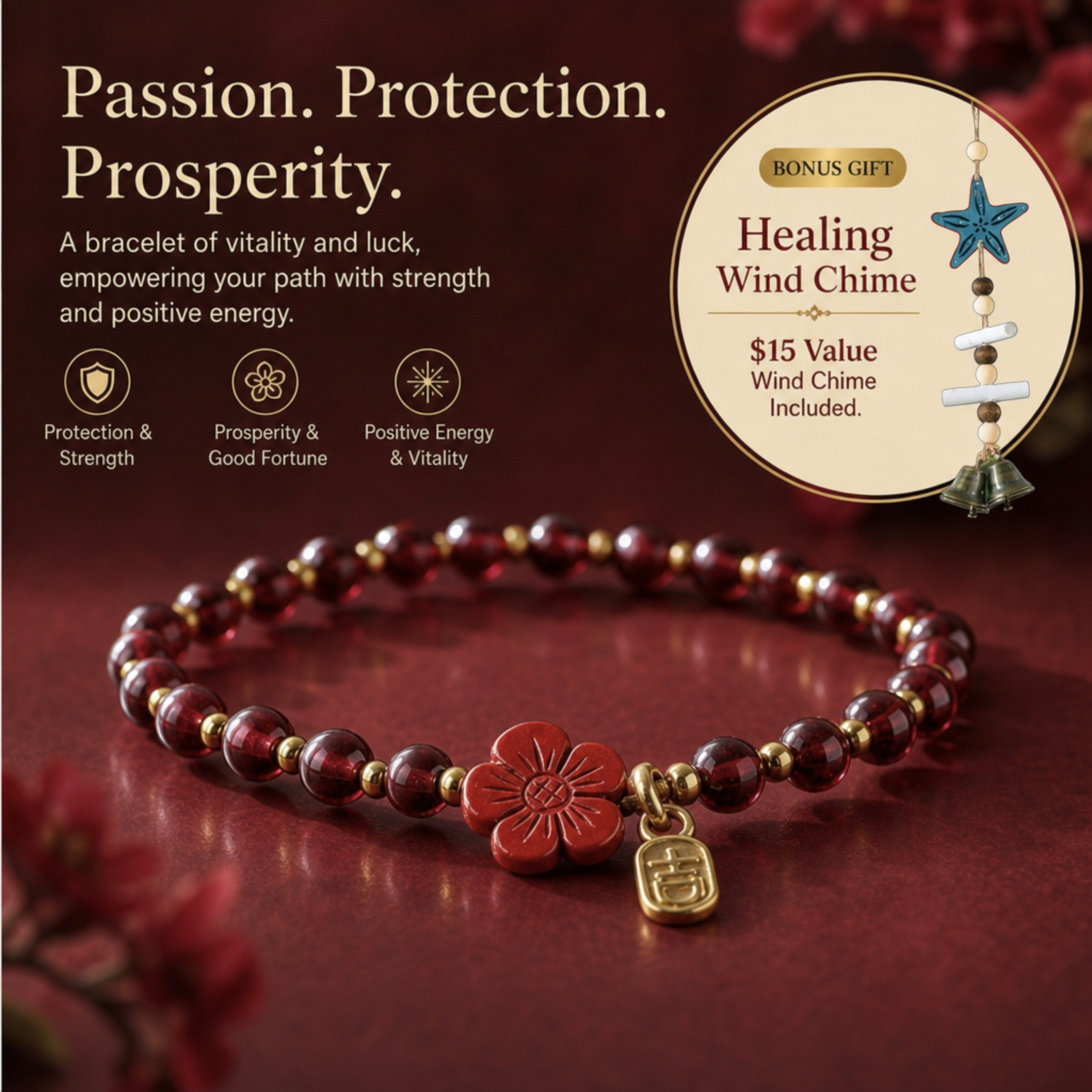 Garnet Protection Prosperity Bracelet Root Chakra Abundance Manifestation Crystal Bead Jewelry
