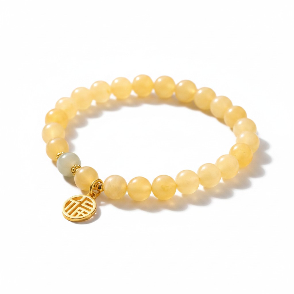 Faceted Citrine Beaded Bracelet Attract Abundance Luck Solar Plexus Chakra Healing Jewelry