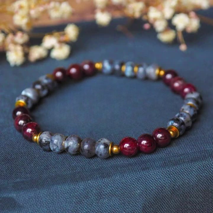 Garnet Labradorite Feng Shui Bracelet