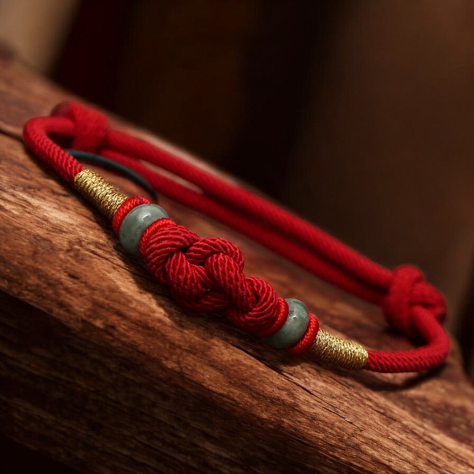 Red String Jade Luck Fortune Knot Couple Bracelet