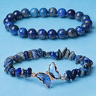 Sodalite Throat Chakra Bracelet Pair Calming Communication Natural Crystal Bead Bracelets