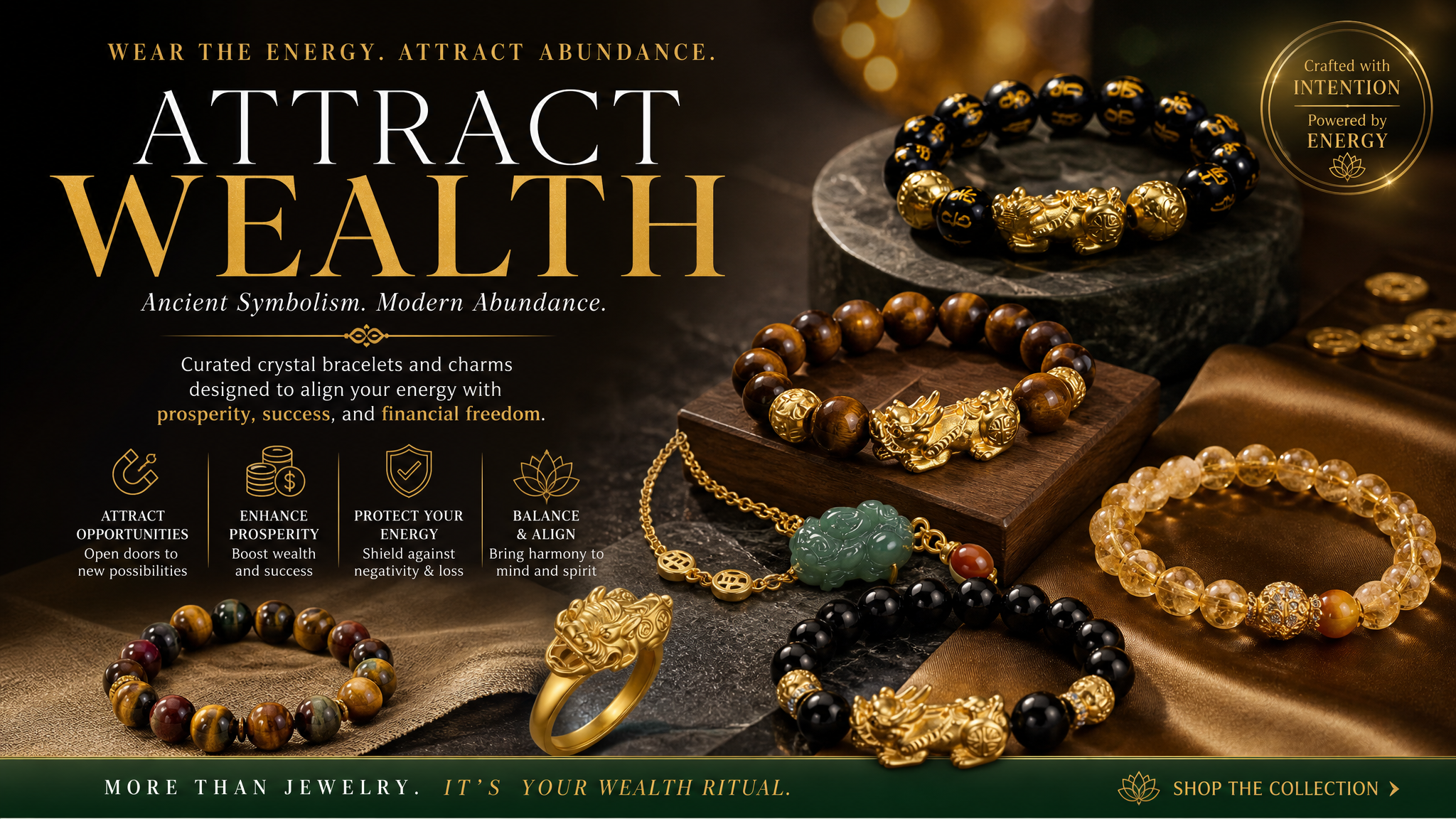 Attract Wealth Tiger Eye Bracelet Collection Chakra Aura Healing Crystal Wealth Manifestation Jewelry