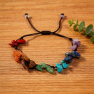 Adjustable Braided 7 Chakra Chip Bracelet Root to Crown Chakra Alignment Healing Crystal Jewelry