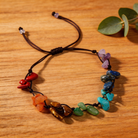 Seven Chakra Natural Chip Bead Bracelet Hand Woven Cord Aura Cleansing Positive Energy Bracelet