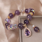 Amethyst Pendant Bead Bracelet