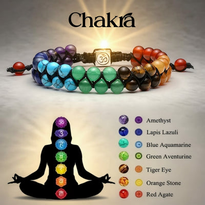 7 Chakra Double Row Crystal Bracelet for Tarot & Spiritual Alignment