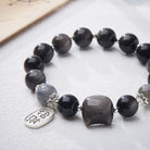 Wealth Protection – Black Obsidian Cat Bead Bracelet