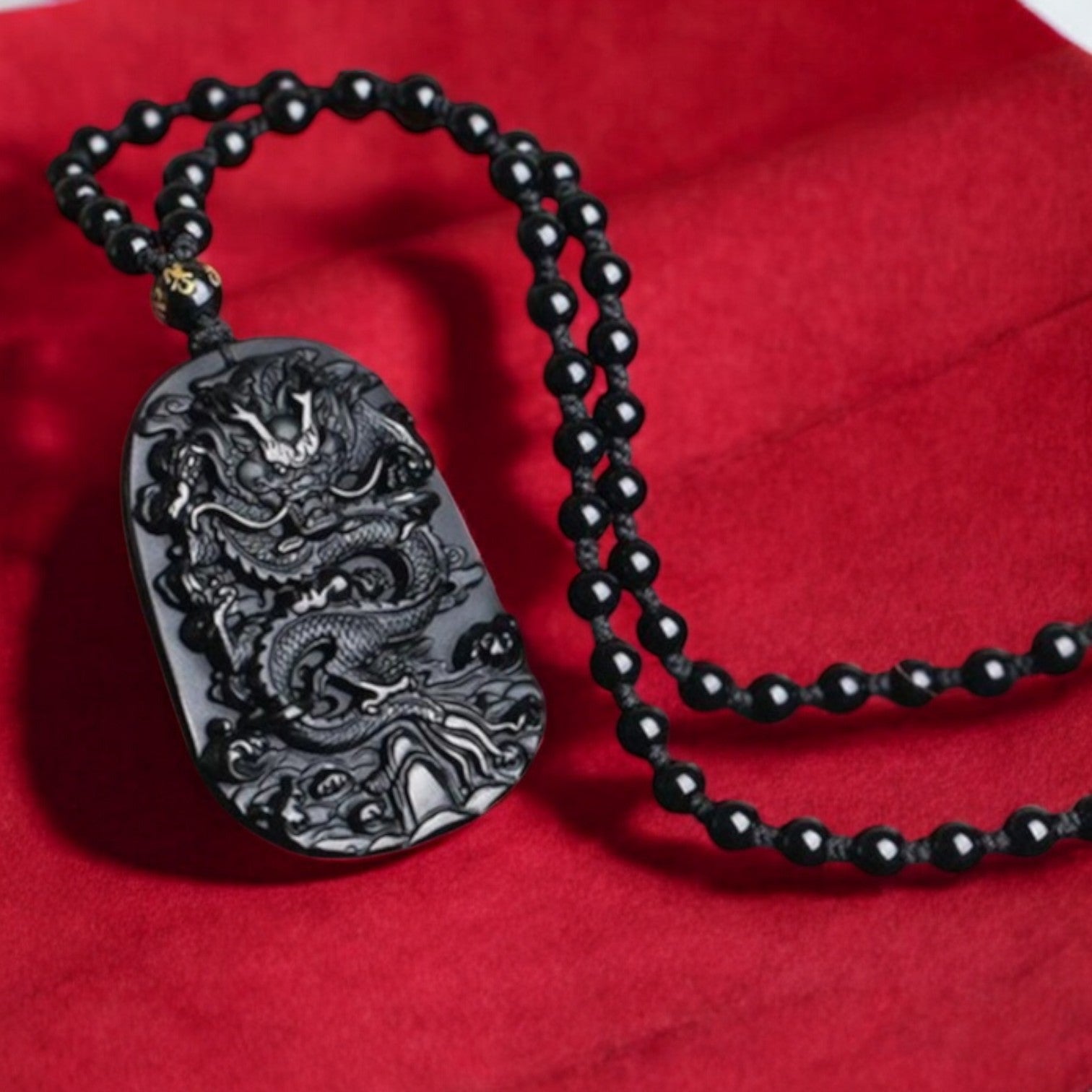 Black Obsidian Dragon Pendant 