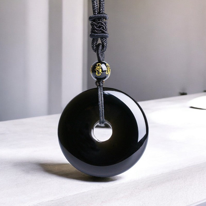 Black Obsidian Peace Buckle Wealth Necklace 1