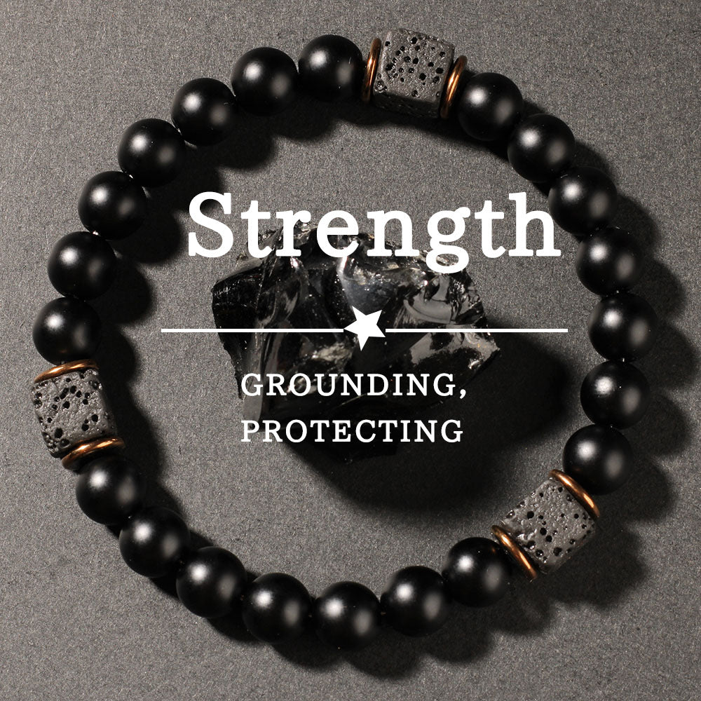 Black Onyx Volcanic Stone Protection Bracelet root chakra grounding absorb negative energy aromatherapy crystal shield