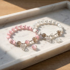 Mixed Rose Quartz White Stone Beaded Bracelet Chakra Alignment Casual Spiritual Jewelry