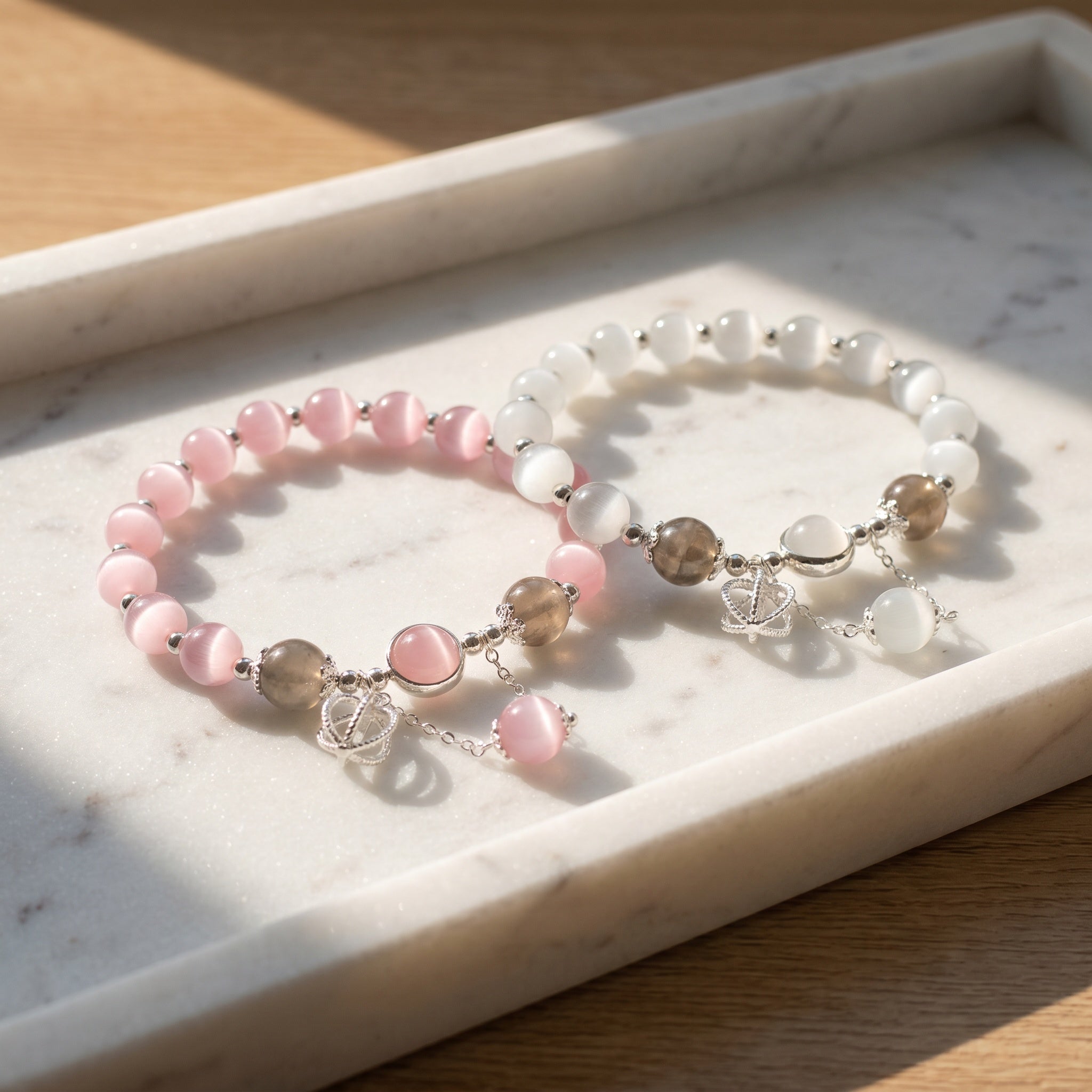 Mixed Rose Quartz White Stone Beaded Bracelet Chakra Alignment Casual Spiritual Jewelry