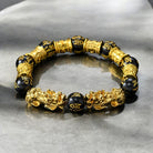 Feng Shui Double Pixiu Black Obsidian Bracelet