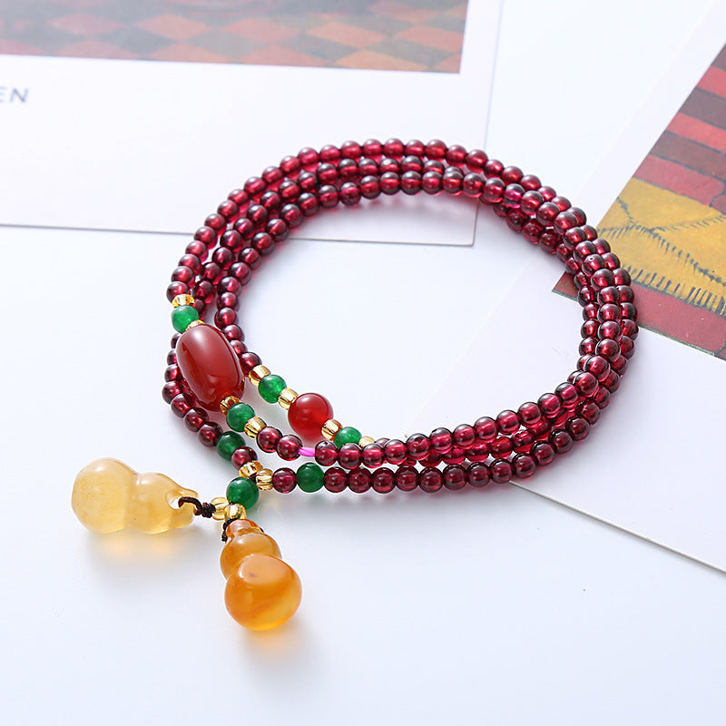 Garnet Bracelet Double Gourd Pendant Bracelet Necklace