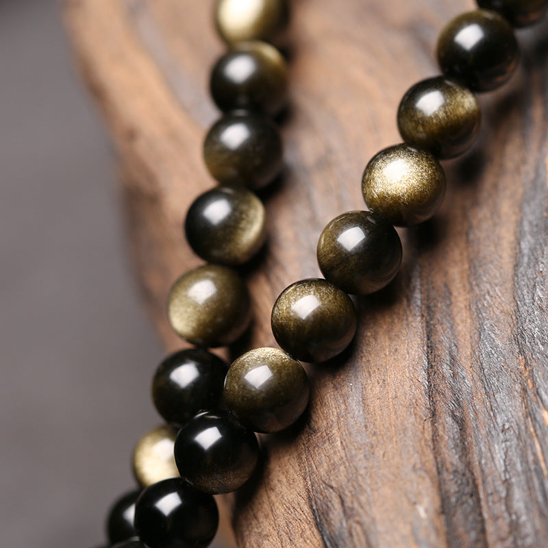 Golden Sheen Obsidian 108 Beads Bracelet Necklace2