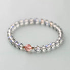Gray Moonstone and Strawberry Quartz Beaded Bracelet